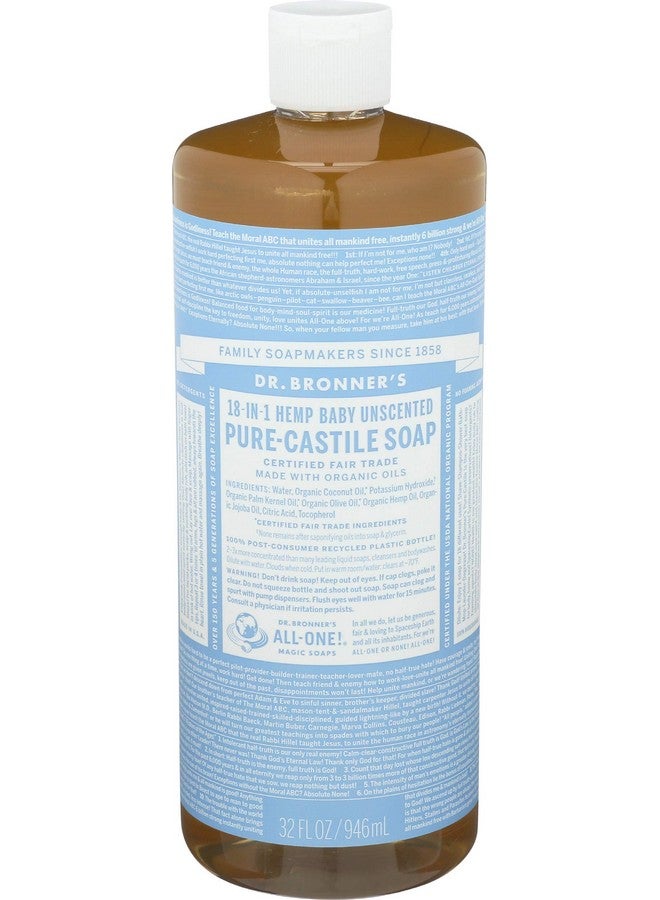 Dr. Bronner's 32 Ounce Pure Castile Soapliquid44; Unscented44; Baby Mild