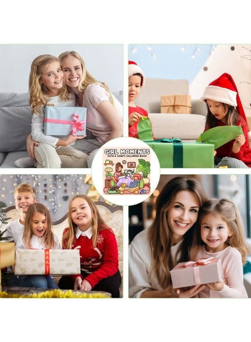 مجموعة كتابين "Girl Moments + Little Corner": كتب تلوين مريحة للكبار والأطفال والمراهقين – أنشطة يومية لطيفة ومريحة ومساحات دافئة، وعلاج فني للتأمل وتخفيف التوتر، وتقوية الروابط الأسرية - Image 4