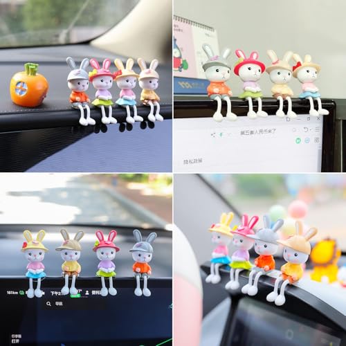 Spiaty Bunny Wearing a Hat Home, Car and Office Decor Figurine (Small, Multi, Set of 4) - Image 4