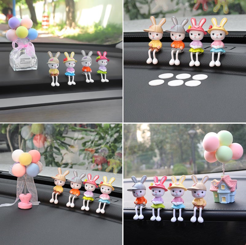 Spiaty Bunny Wearing a Hat Home, Car and Office Decor Figurine (Small, Multi, Set of 4) - Image 5