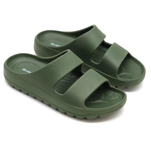 SVAAR Soft EVA Double Strap Slippers for Men | Stylish Anti-Skid Slides with Arch Support & Bouncy Sole | Lightweight Indoor Outdoor Comfort Olive Green - Image 5