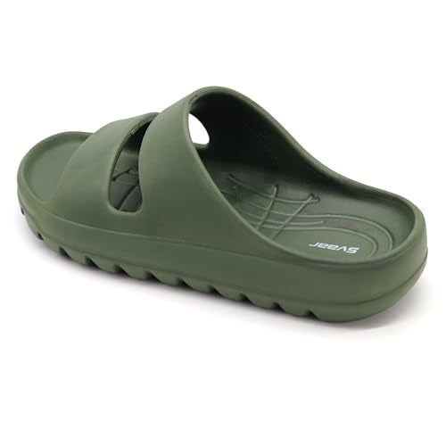 SVAAR Soft EVA Double Strap Slippers for Men | Stylish Anti-Skid Slides with Arch Support & Bouncy Sole | Lightweight Indoor Outdoor Comfort Olive Green - Image 4