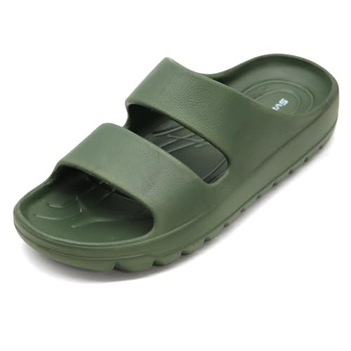 SVAAR Soft EVA Double Strap Slippers for Men | Stylish Anti-Skid Slides with Arch Support & Bouncy Sole | Lightweight Indoor Outdoor Comfort Olive Green - Image 2