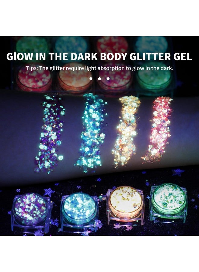 LATIBELL Glow In The Dark Glitter Gel For Women 12 Colors Chunky Makeup Fine Glitter Uv Black Light Glitter For Body/Face/Hair/Eyeshadow Glitter For Carnival Party(Not Loose Glitter) - Image 5