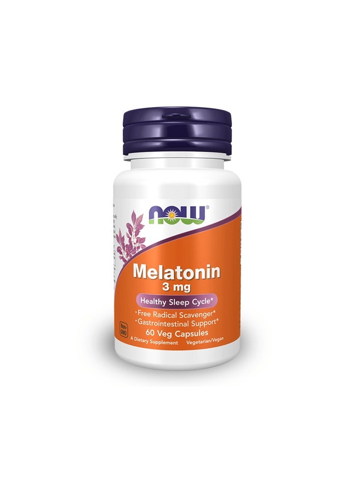 now Melatonin 3 mg Healthy Sleep Cycle 60 Veg Capsules