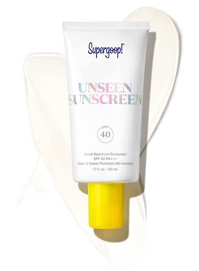 Supergoop! Unseen Sunscreen 50ml, SPF 40 PA+++ Transparent Sunscreen Before Makeup, Refreshing and Moisturizing, Smooths Skin’s Appearance, Minimizes Pores, Controls Shine Water, Sweat Resistant Sunscreen - Image 1