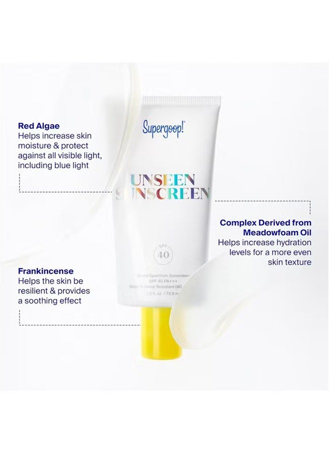 Supergoop! Unseen Sunscreen 50ml, SPF 40 PA+++ Transparent Sunscreen Before Makeup, Refreshing and Moisturizing, Smooths Skin’s Appearance, Minimizes Pores, Controls Shine Water, Sweat Resistant Sunscreen - Image 3
