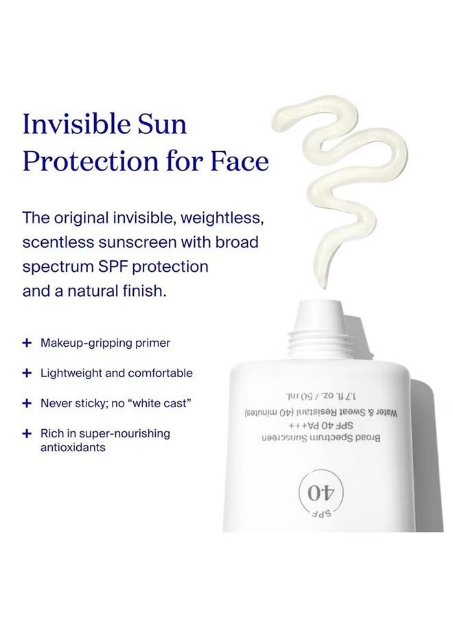 Supergoop! Unseen Sunscreen 50ml, SPF 40 PA+++ Transparent Sunscreen Before Makeup, Refreshing and Moisturizing, Smooths Skin’s Appearance, Minimizes Pores, Controls Shine Water, Sweat Resistant Sunscreen - Image 2
