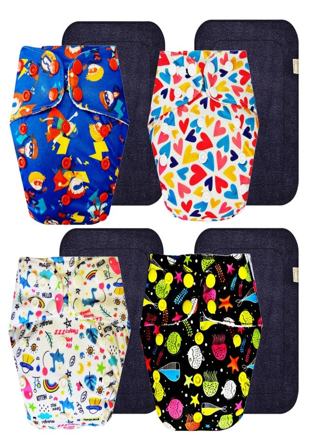 Dumbledo Premium Cloth Diaper with Black Insert (Pack of 4) | Soft & Gentle | Leakproof | Easy to Clean | Ideal for Toddlers | 3 Months - 3 Years | Unisex Baby - Image 1