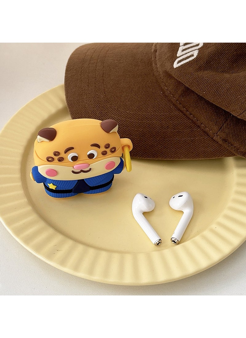 ICARLUS For AirPods 3 Case 3D Cartoon Cute Silicone Earbuds Cover with Carabiner - Leopard Officer  - Image 2