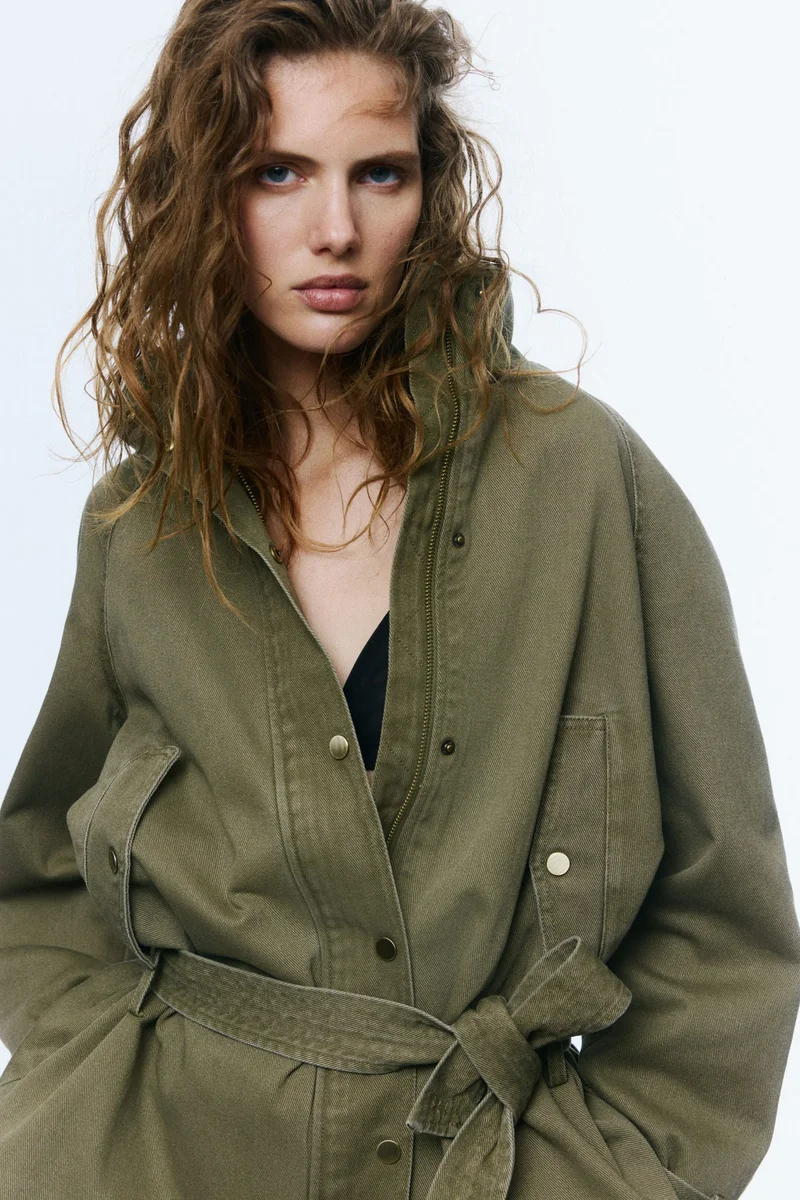 H&M Belted cotton twill jacket