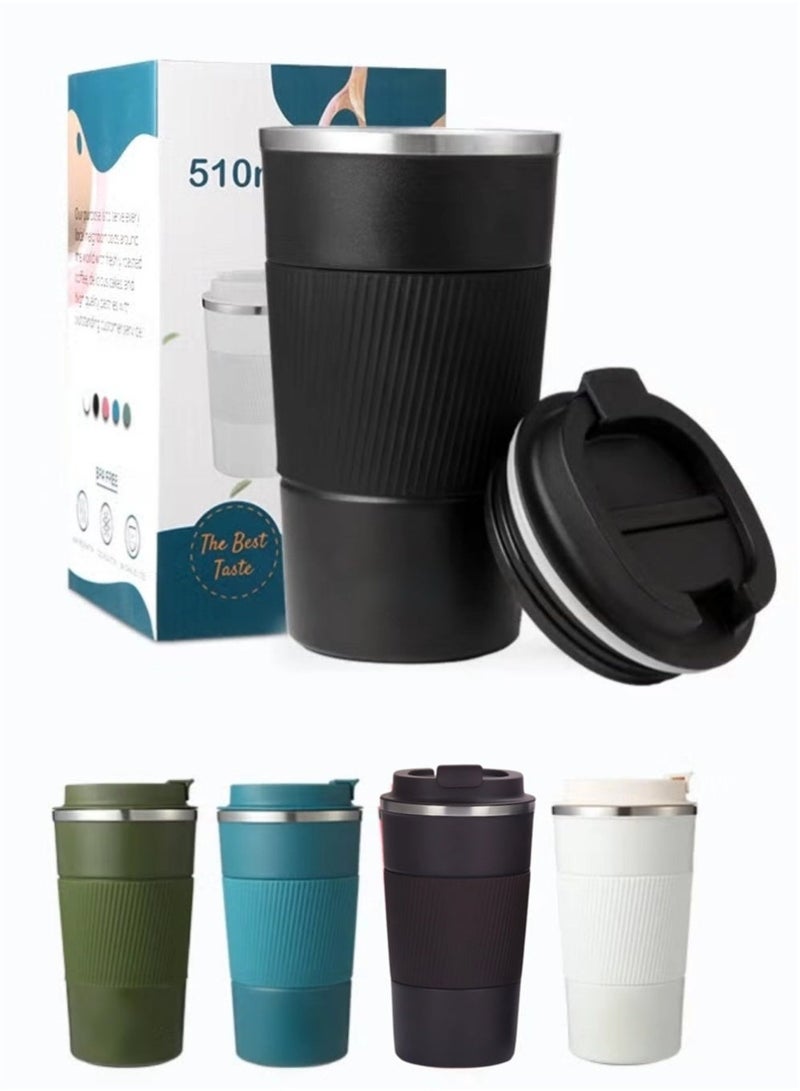 Insulated Coffee Travel Mug 510ml Reusable Coffee Cup Stainless Steel Vacuum Insulation Tumbler for Home Office Heat Cold Drinks - Image 1