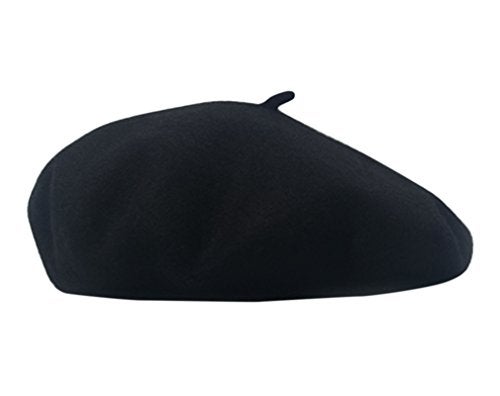 AIYUE Women Men French Beret Wool Warm Beanie Hat Solid Color Artist Painter Fancy Dress Costumes Black/Whtei - Image 5