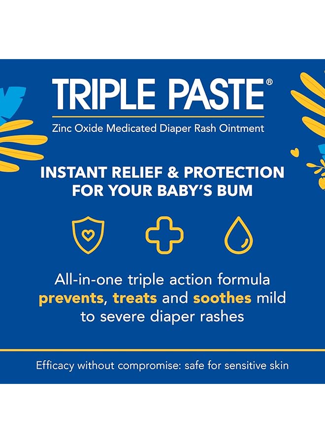 Triple Paste Diaper Rash Cream For Baby 8 Oz Tub Zinc Oxide Ointment Treats Soothes And Prevents Diaper Rash Pediatrician Recommended Hypoallergenic Formula With Soothing Botanicals - Image 2