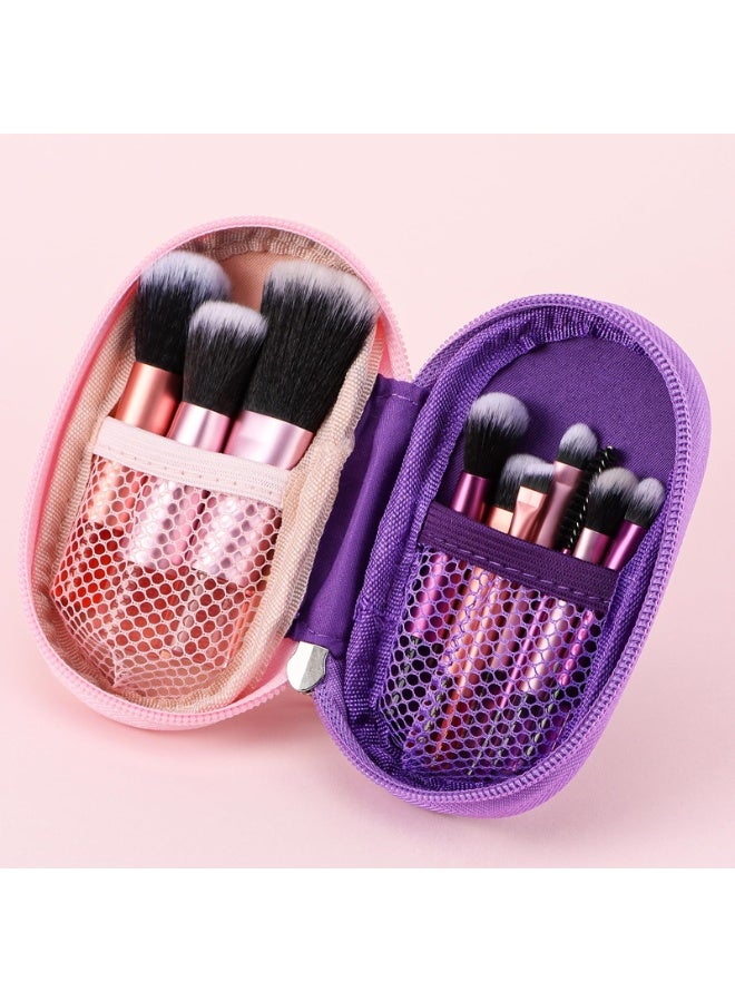 10 PACK Travel Makeup Brush Set, Purple & Pink Mini Makeup Brushes with Makeup Brush Pouch Portable Travel Size Makeup Brushes Professional Cosmetic Brush for Foundation Brush Blush Powder Eye Shadow - Image 3