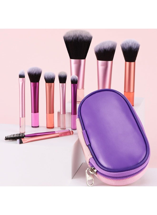 10 PACK Travel Makeup Brush Set, Purple & Pink Mini Makeup Brushes with Makeup Brush Pouch Portable Travel Size Makeup Brushes Professional Cosmetic Brush for Foundation Brush Blush Powder Eye Shadow - Image 4