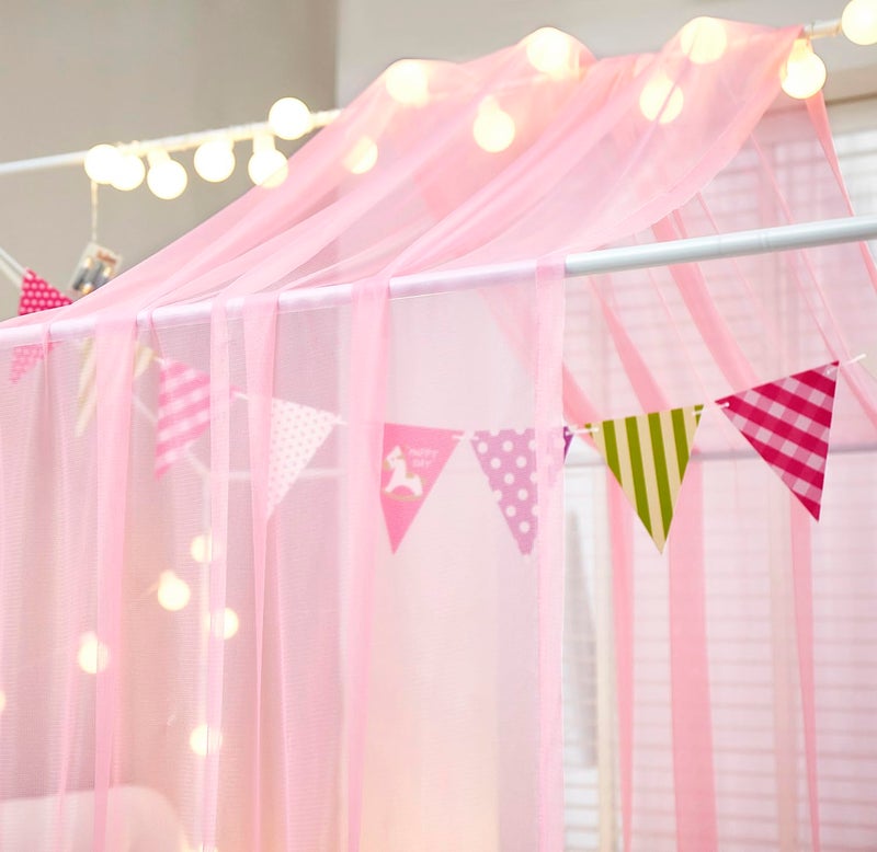 Mengersi House Bed Canopy Bed Curtains with Lights,Montessori Floor Bed Canopy for Girls Boys,Four Poster Bed Curtains House Bed Decoration (Twin/Twin XL, Pink) - Image 5