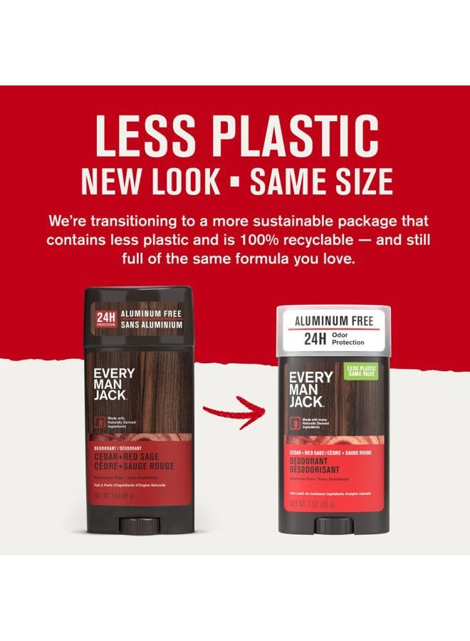 Every Man Jack Cedar + Red Sage Men's Deodorant - Aluminum Free Deodorant - 24-Hour Odor Protection w/Naturally Derived Ingredients - 3oz (2 Pack) - Image 2