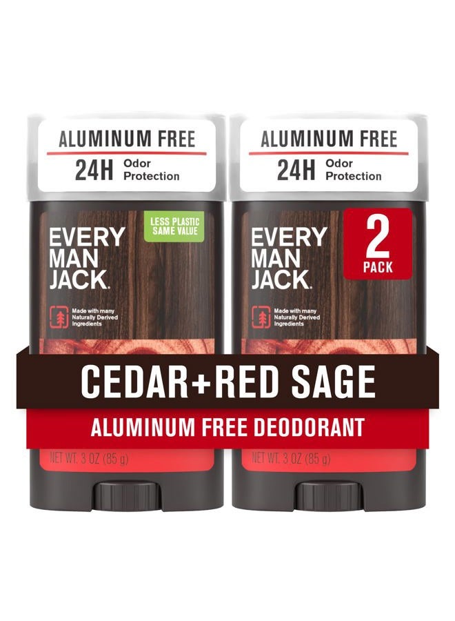 Every Man Jack Cedar + Red Sage Men's Deodorant - Aluminum Free Deodorant - 24-Hour Odor Protection w/Naturally Derived Ingredients - 3oz (2 Pack) - Image 1