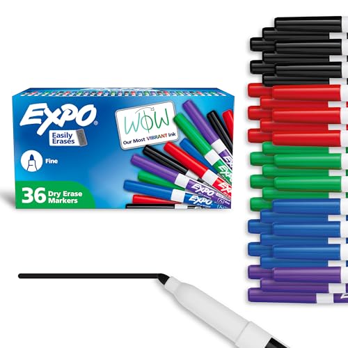 EXPO Low Odor Dry Erase Markers Fine Tip Assorted Colors 36 Count - Image 1