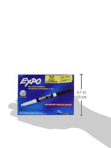 EXPO Low Odor Dry Erase Markers Fine Tip Assorted Colors 36 Count - Image 3