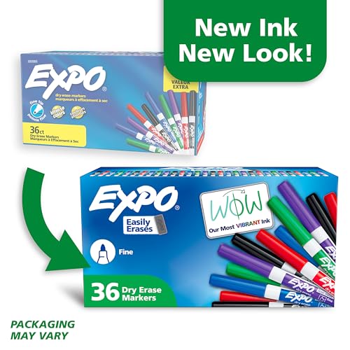 EXPO Low Odor Dry Erase Markers Fine Tip Assorted Colors 36 Count - Image 4