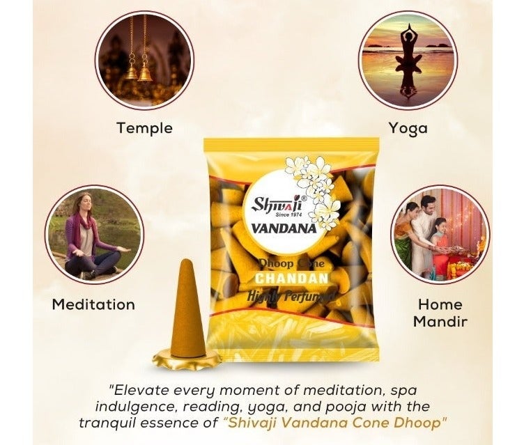 Shivaji Vandana Chandan Dhoop Cones for Meditation - 90g - Image 4