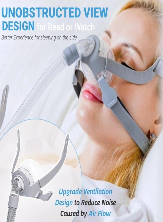 قناع جهاز ضغط مجرى الهواء الإيجابي المستمر (CPAP)، قناع أنفي عالمي قابل لإعادة الاستخدام، مستلزمات جهاز ضغط مجرى الهواء الإيجابي المستمر (CPAP)، أقنعة وجه وأنف سيليكونية ناعمة مُحسّنة ذات إحكام مثالي مع غطاء رأس، ومفصل دوار، ووسادة - Image 3
