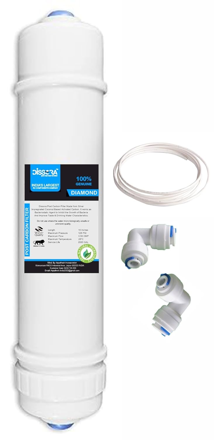 Dissora Diamond 10 Inch Inline Post Carbon Filter Block Cartridge Suitable for All Kind of RO UV UF Water Purifier Pack of 1 - Image 1