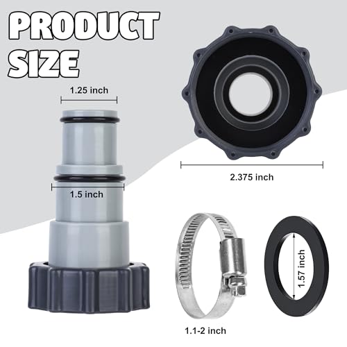 Fairooth 4 Pack Pool Hose Adapter Pool Pump Hose Connector Type A Replacement Hoses Adapter with Clamp Washer for Intex 1.5/1.25 Inch Pumps Hoses Threaded Connection Pumps Above Ground Pool Accessories - Image 2