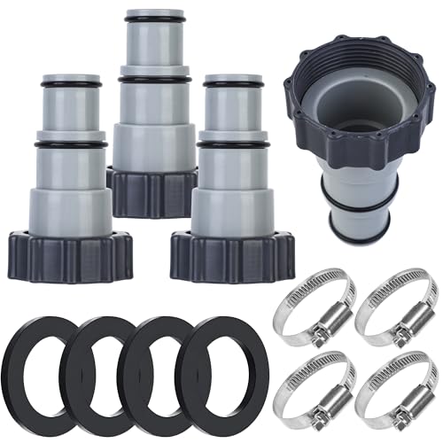 Fairooth 4 Pack Pool Hose Adapter Pool Pump Hose Connector Type A Replacement Hoses Adapter with Clamp Washer for Intex 1.5/1.25 Inch Pumps Hoses Threaded Connection Pumps Above Ground Pool Accessories - Image 1