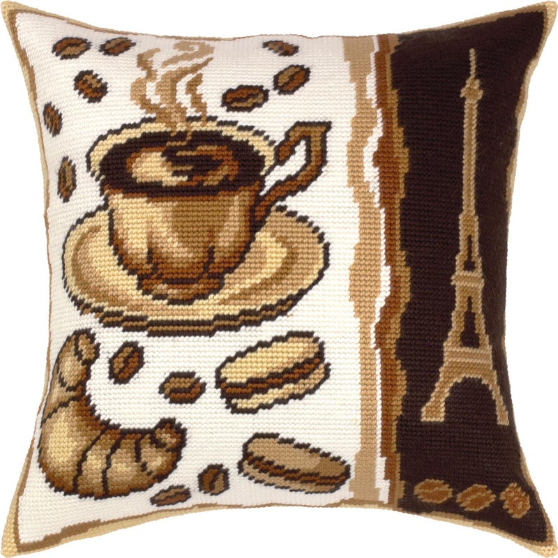 Brvsk Coffee Needlepoint Kit for Adults and Beginners Breakfast in Paris 1616 with Clear Precise Printed Design on Cotton Canvas Includes 2 Needles Yarn and EasyRead Chart - Image 2