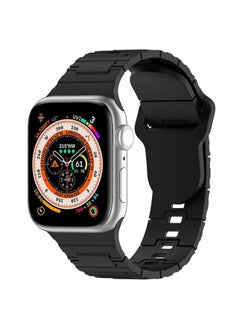 Generic Replacement Strap For Apple Watch SE 2023 44mm Square Buckle Armor Style Silicone Watch Band Black 