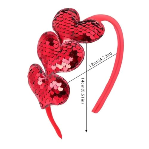Dzrige Valentines Day Heart Headband Red Sequin Love Hair Band Hoop Glitter Heart Shaped Hair Accessoires for Girls Women Valentine's Day New Year Wedding Birthday Party Gift - Image 2