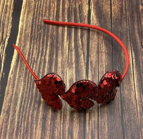 Dzrige Valentines Day Heart Headband Red Sequin Love Hair Band Hoop Glitter Heart Shaped Hair Accessoires for Girls Women Valentine's Day New Year Wedding Birthday Party Gift - Image 3
