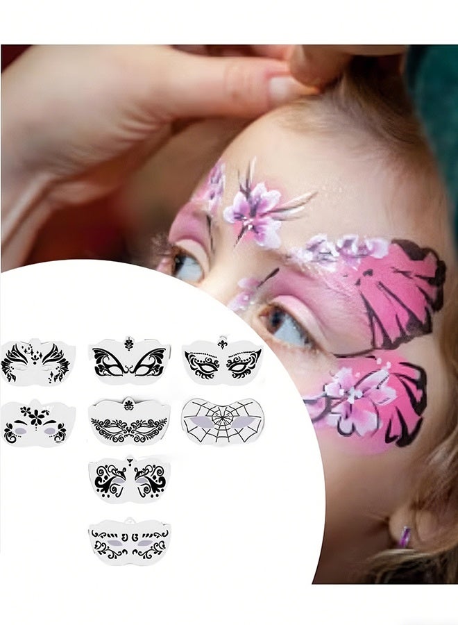 Happy D 8pcs Full Face，Face Paint Stencils Carnival Face Stencils for Kids Girls Boys Carnivals Holiday - Image 2