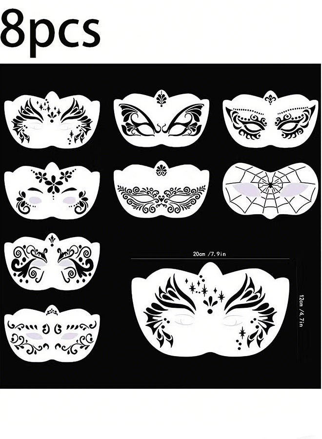 Happy D 8pcs Full Face，Face Paint Stencils Carnival Face Stencils for Kids Girls Boys Carnivals Holiday - Image 1