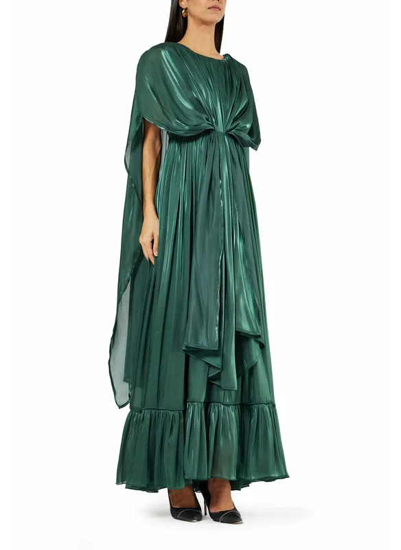 Amri Tie Front Tier Hem Cape Gown