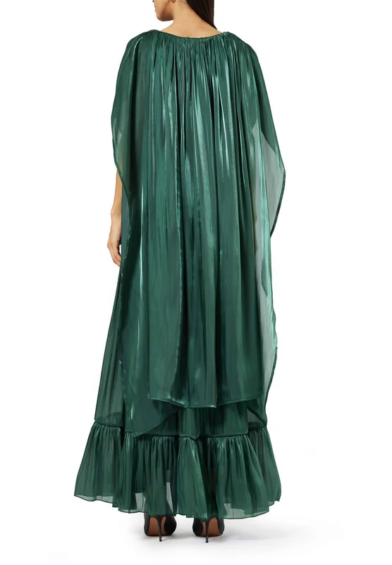 Amri Tie Front Tier Hem Cape Gown