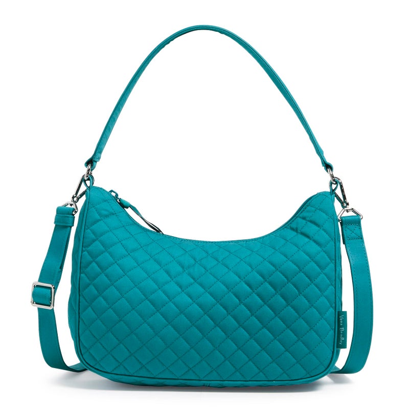Vera Bradley Women's Cotton Frannie Crescent Crossbody Purse, Forever Green - Recycled Cotton, One Size - Image 1