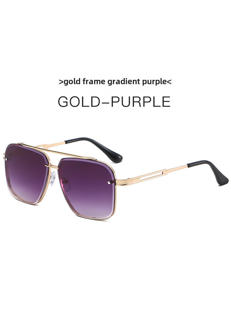 2023 Fashion Metal Frame Sunglasses for Men and Women Gold frame gradient purple gray