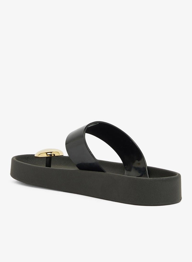 Voices Smooth Stone Women'S Anti Slip Sole  Single Strap Sandals - Black - Image 2