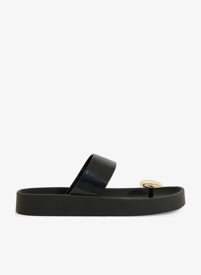 Voices Smooth Stone Women'S Anti Slip Sole  Single Strap Sandals - Black - Image 1