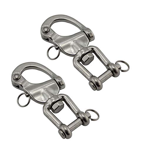 NRC&XRC Pair 2-3/4in(70mm) Jaw Swivel Snap Shackle 316 Stainless Steel for Sailboat Spinnaker Halyard &Diving - Image 1