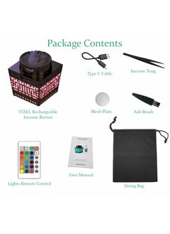 Vixel VIXEL Rechargeable Incense Burner with 16 Colorful Lights Remote Control and Auto-Stop Portable Bukhoor Burner for Home and Car  - Image 2