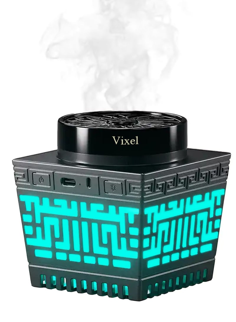 VIXEL Rechargeable Incense Burner with 16 Colorful Lights Remote Control and Auto-Stop Portable Bukhoor Burner for Home and Car - Image 1