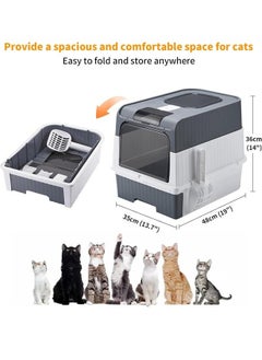 Yoawllty Cat Litter Box with Scoop, Foldable Closed Large Cat Litter Box with Lid, Easy to Clean Oversized Anti-Splash Anti-Leakage Sand Splash-Proof Closed Cat Litter Box  - Image 4