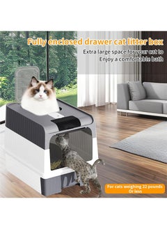 Yoawllty Cat Litter Box with Scoop, Foldable Closed Large Cat Litter Box with Lid, Easy to Clean Oversized Anti-Splash Anti-Leakage Sand Splash-Proof Closed Cat Litter Box  - Image 5