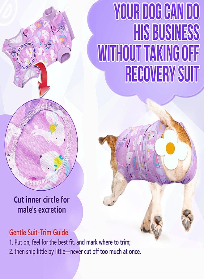 Lukovee Recovery Suit for Dogs, Zipper On Dog Surgery Suit for Female Male Dog, Onesies Bodysuit Prevent Licking Spay Abdominal Wounds Bandages E-Collar Alternative (Purple, S) - Image 4