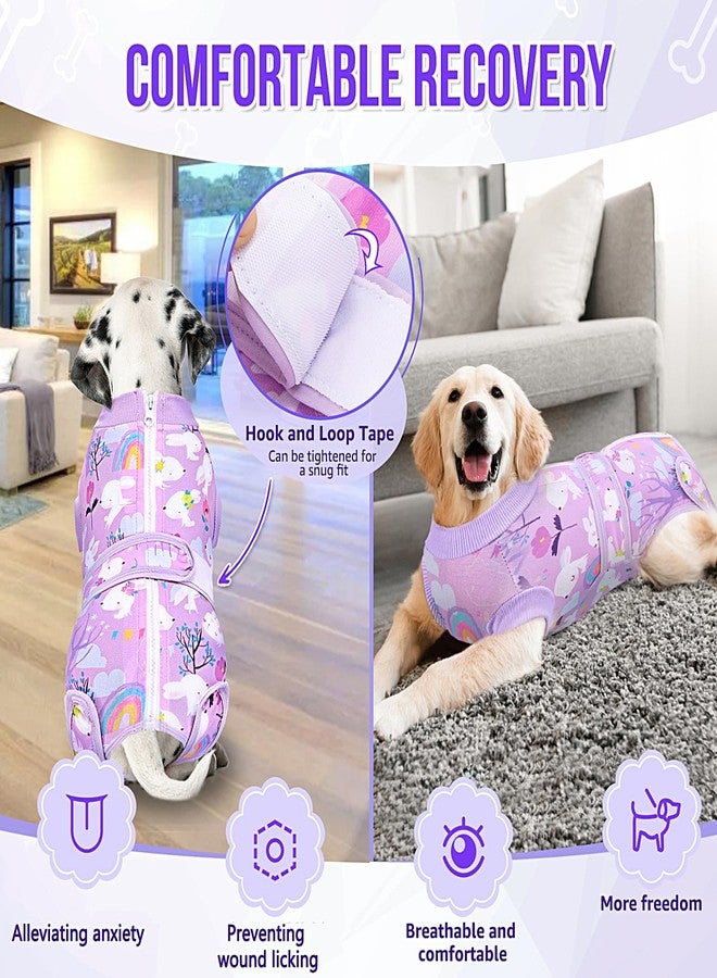 Lukovee Recovery Suit for Dogs, Zipper On Dog Surgery Suit for Female Male Dog, Onesies Bodysuit Prevent Licking Spay Abdominal Wounds Bandages E-Collar Alternative (Purple, S) - Image 5